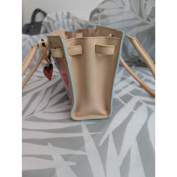 Dooney & Bourke Vintage Y2K Crayon Heart Mini Tassel Tote Satchel Italy - Picture 6 of 16